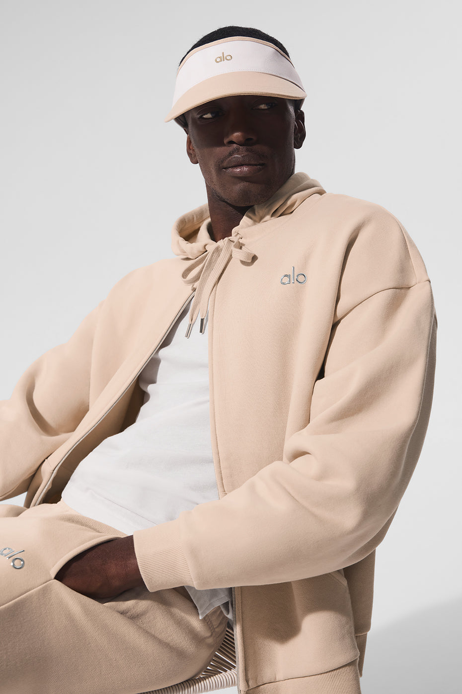 Colorblock Visor - Macadamia/White