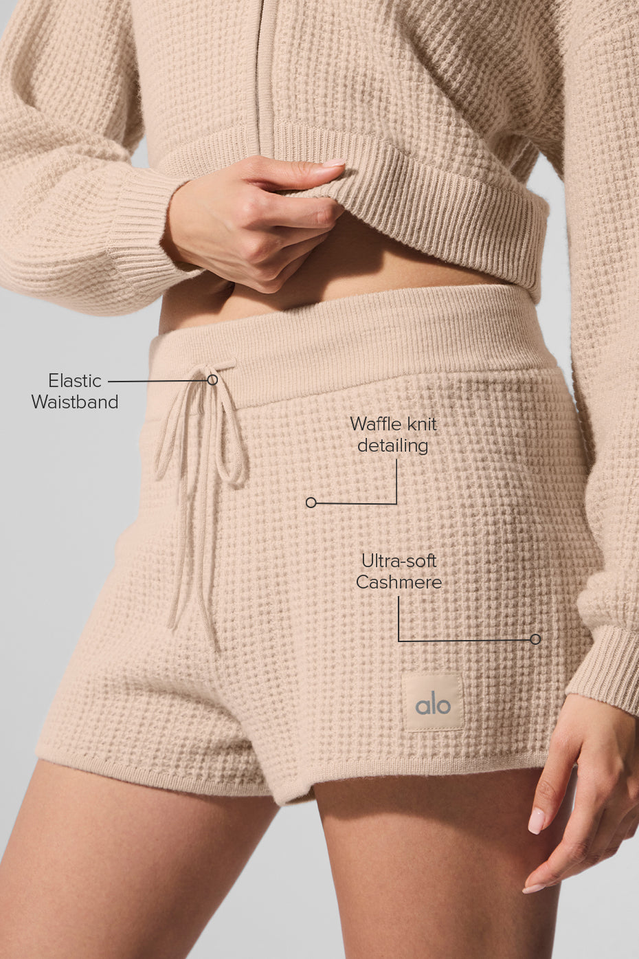 Cashmere High-Waist Plush Waffle Short - Macadamia Blush